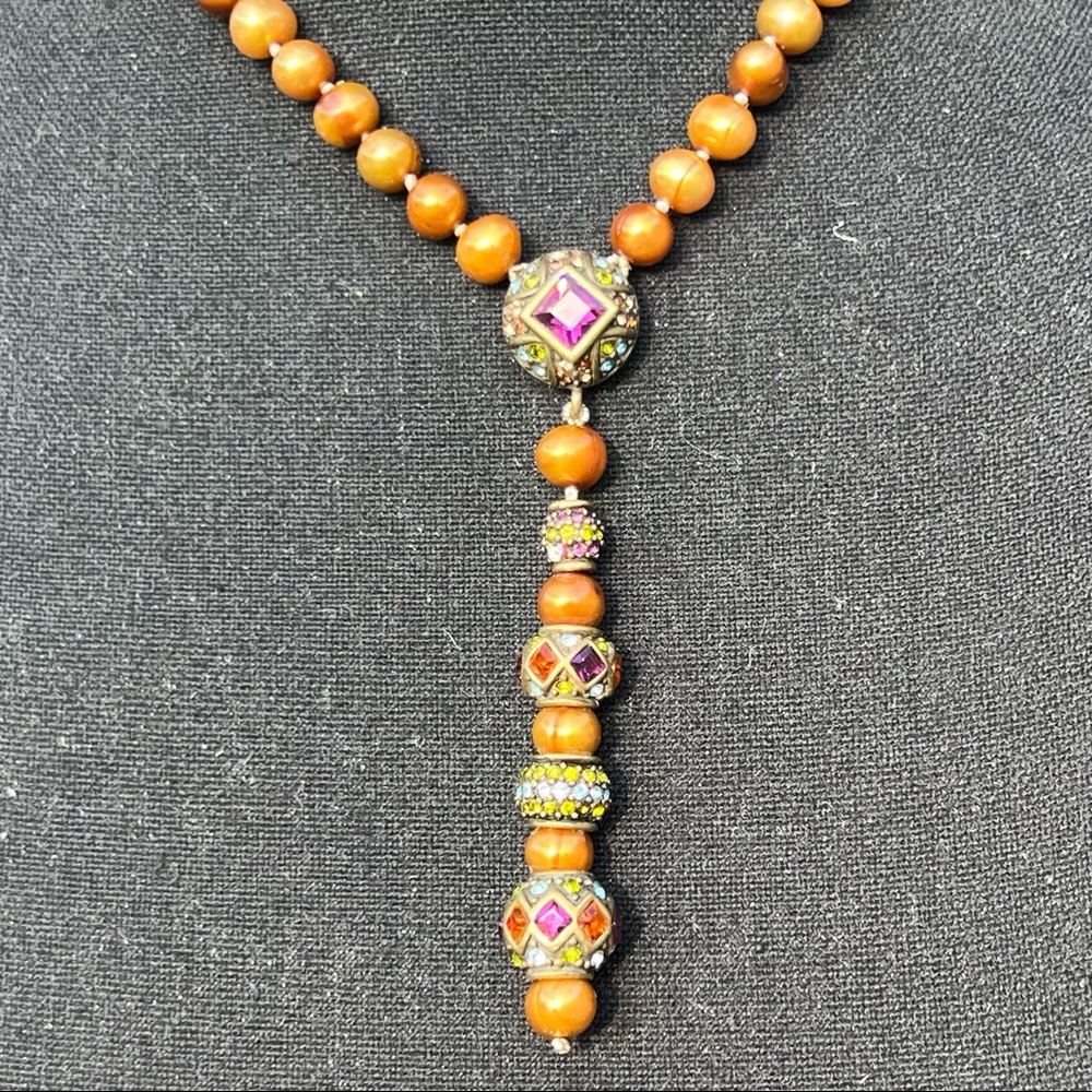 Vintage Lariat Style Gemstone Necklace - Picture 3 of 8